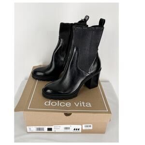 Dolce Vita Marni H2O Boots Midnight Crinkle Patent Leather Womens Size 10 Black